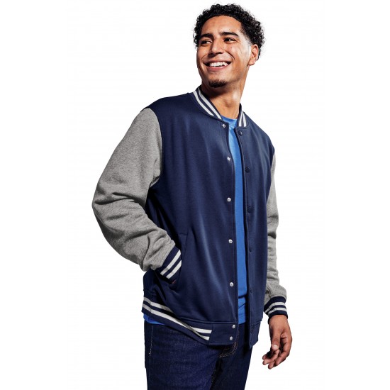 Sport tek fleece deals letterman jacket